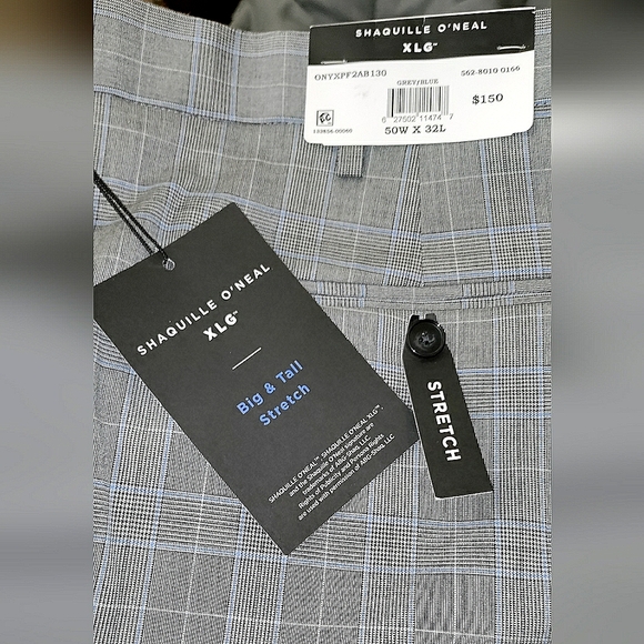 NEW Shaquille O'Neal XLG Men Plaid Classic Fit Flat Front Pants! Big&Tall 50x32L - Picture 5 of 8